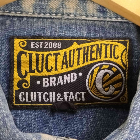 クラクトワークス Cluct Works 裾ロゴ刺繍 ダブルポケット デニムシャツ メンズ JPN:M